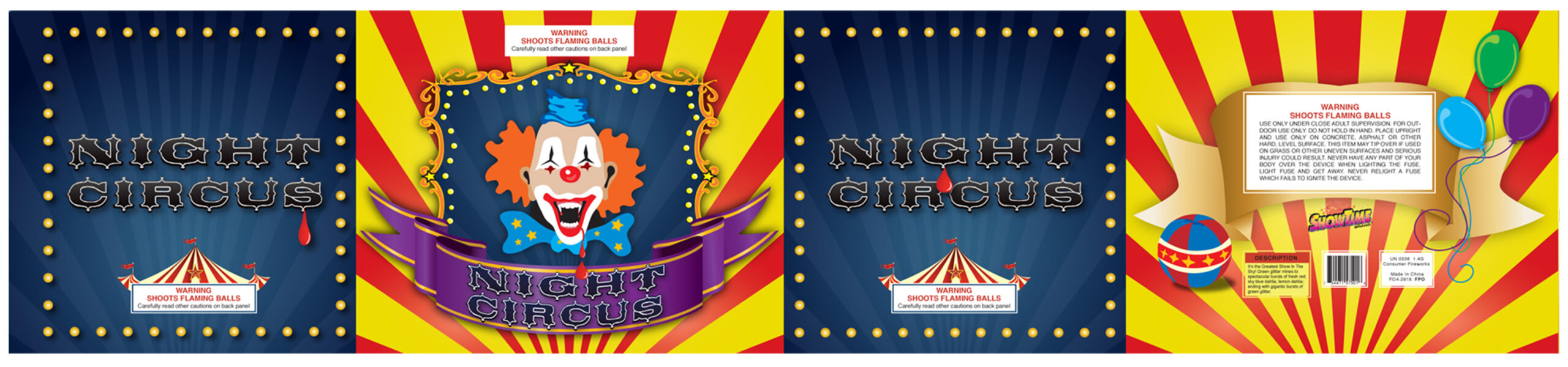 Night Circus fireworks packaging