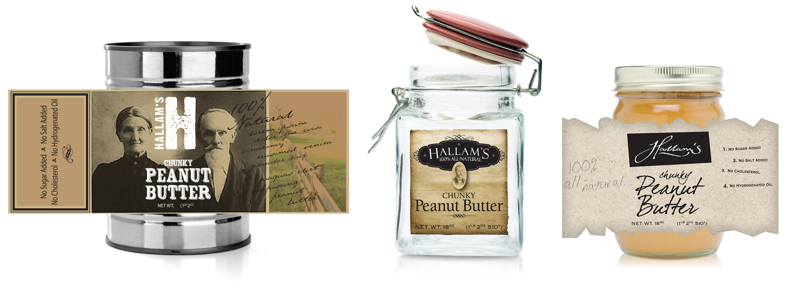 Hallam's peanut butter packaging